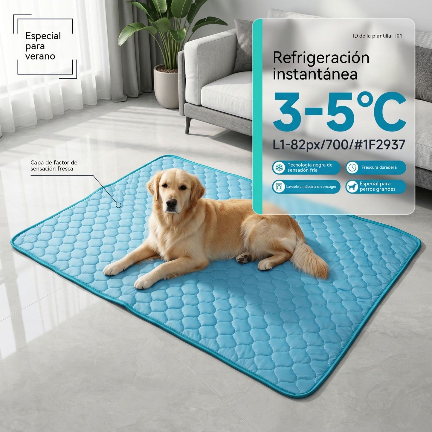 🧊⚡ ¡Rebajas de verano! Alfombrilla refrescante para mascotas (sin agua) – Tejido Oxford transpirable, apta para cualquier cama o jaula.