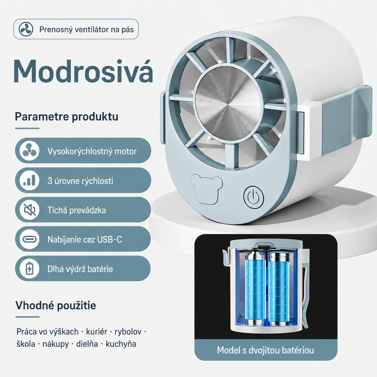 🔥【Kúpte 1 a získajte 1 zadarmo】🌀 Mini vysokorýchlostný ventilátor pripínateľný na opasok.