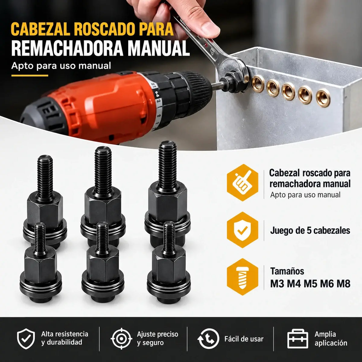 【166 piezas】🏆¡Último día de oferta especial, ahorra un 49%!🛠️Herramientas para remaches roscados, juego de remaches roscados M3, M4, M5, M6 y M8