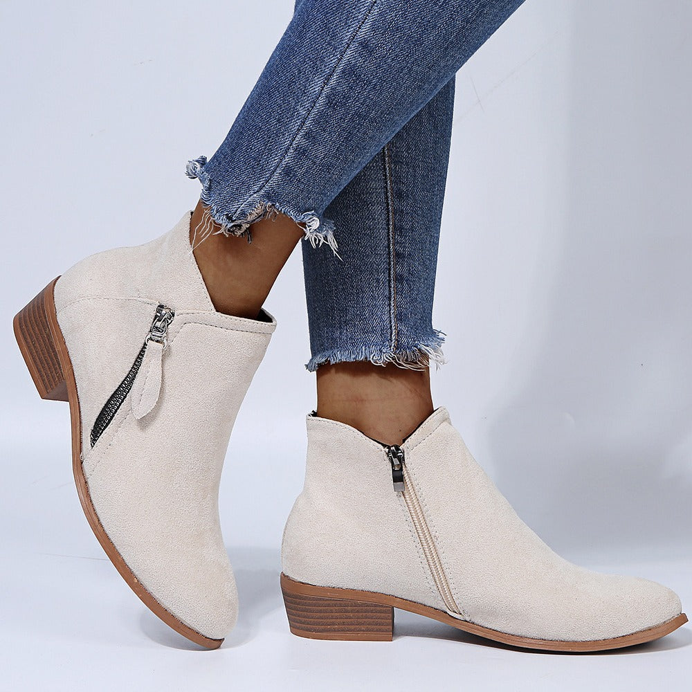 【🌟Must-have na jesień i zimę】👢💃 Ciepłe botki z zamszu z grubą podeszwą