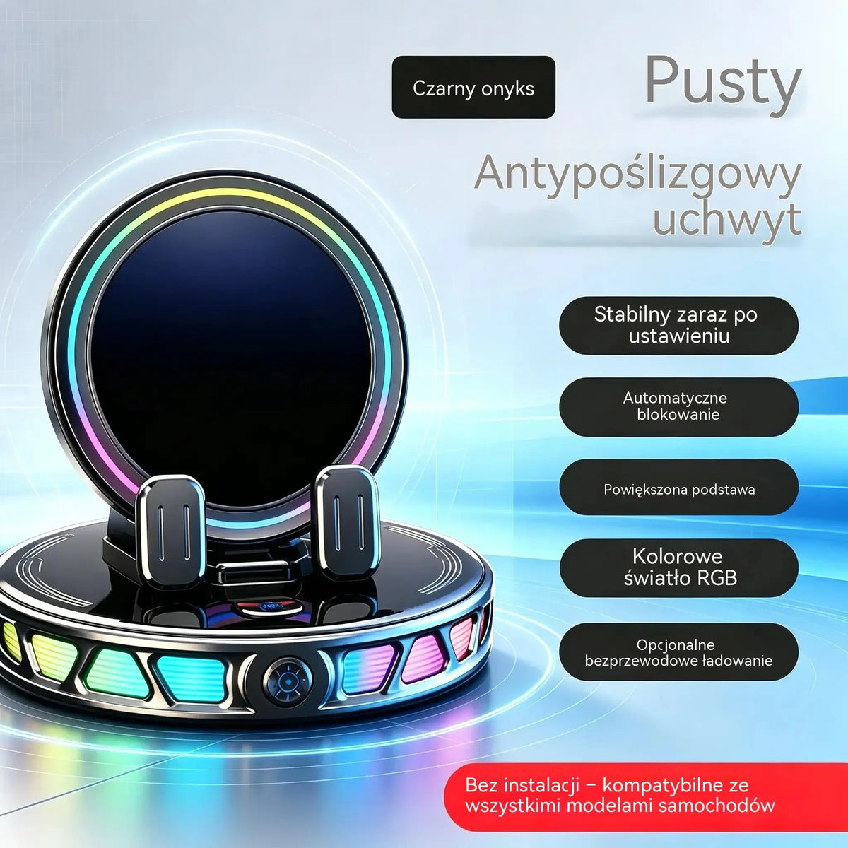 📱Uchwyt samochodowy RGB z automatycznym zaciskiem i ładowaniem bezprzewodowym 15 W