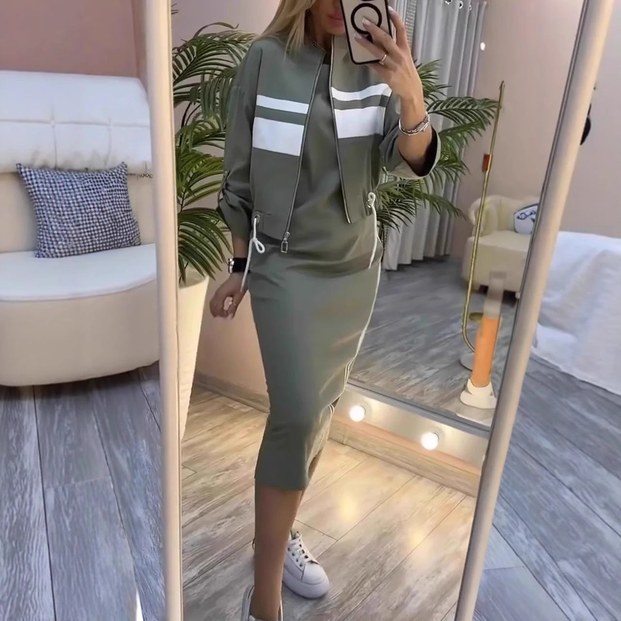 💕😍Vestido moderno de cuello redondo y chaqueta de mujer de 2026, traje casual