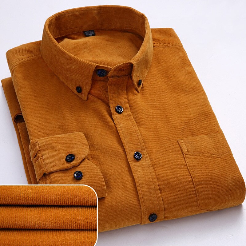 👔👔【S-6XL】Ежедневна мъжка риза от памучно кадифе с дълъг ръкав с голям размер