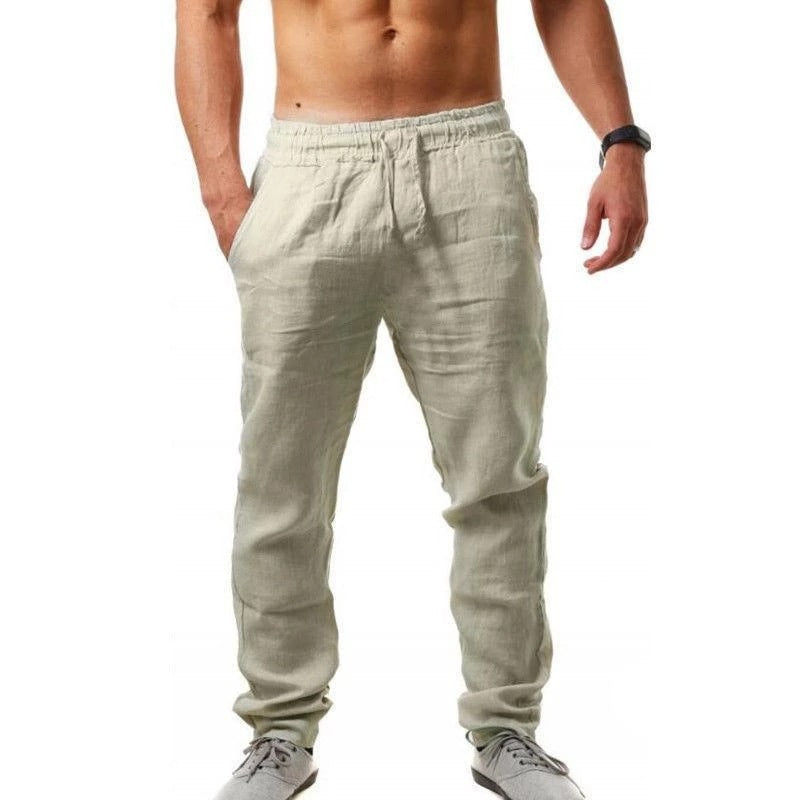 💥👖【S-4XL】 2026 nowe letnie męskie luźne, oddychające, codzienne spodnie sportowe wykonane z bawełny i lnu💨