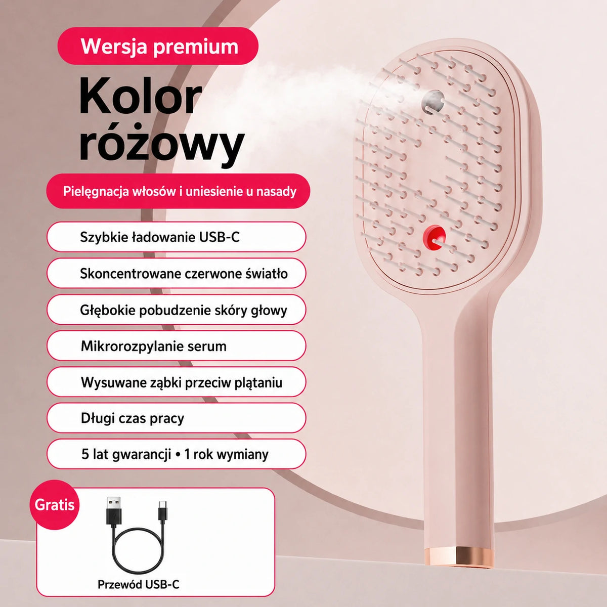 💖💨 Grzebień ze spryskiwaczem — jedno naciśnięcie pomaga rozczesać włosy i zapobiega ich plątaniu.