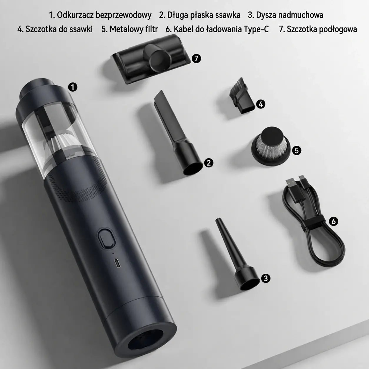 【Zestaw 7-częściowy】 Supermocny odkurzacz ręczny i przenośna dmuchawa do kurzu