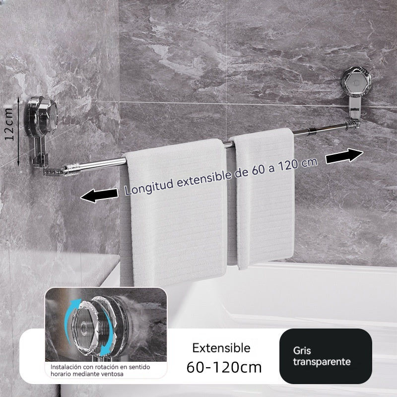 🚿✨【¡Compra 1 y llévate otro gratis】 Barra de toalla con ventosa ajustable: no requiere perforar, no daña y tiene un agarre cómodo.