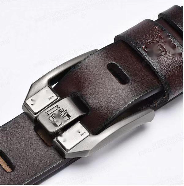 【Pago contra entrega】Cinturón retro para hombre de alta gama, cinturón de jeans con hebilla de cuero genuino, hebilla simple y moderna, piel de vaca seleccionada de una sola capa, resistente y duradera.