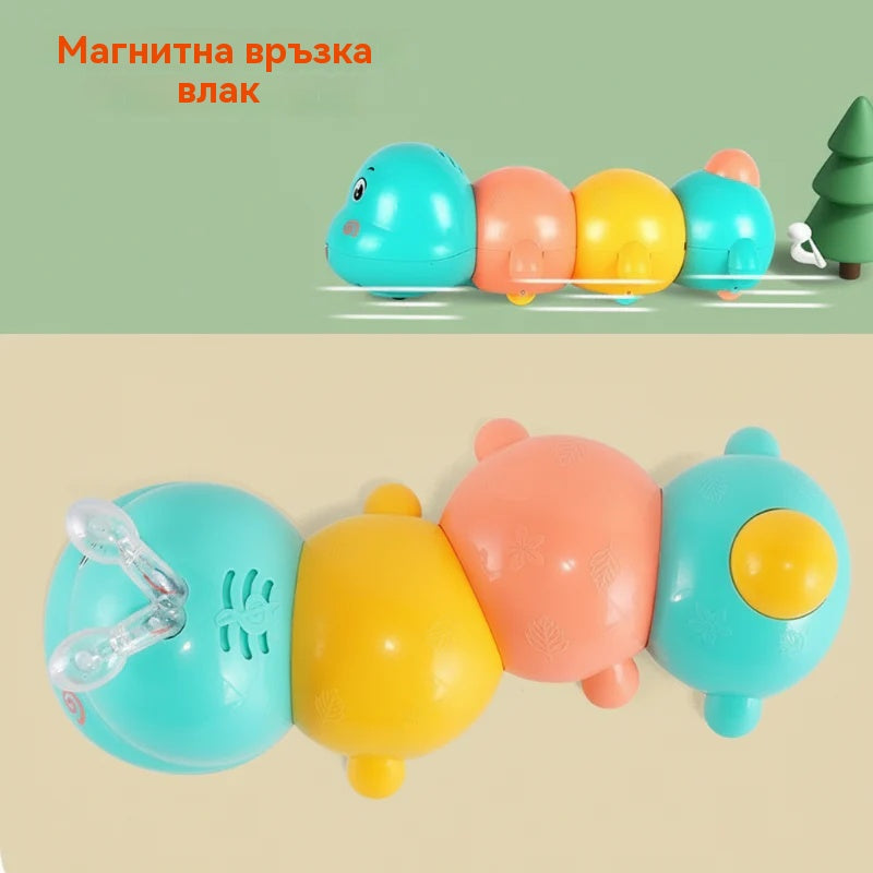 🐛Бебешка играчка във формата на гъсеница, която се движи и излъчва светлина.