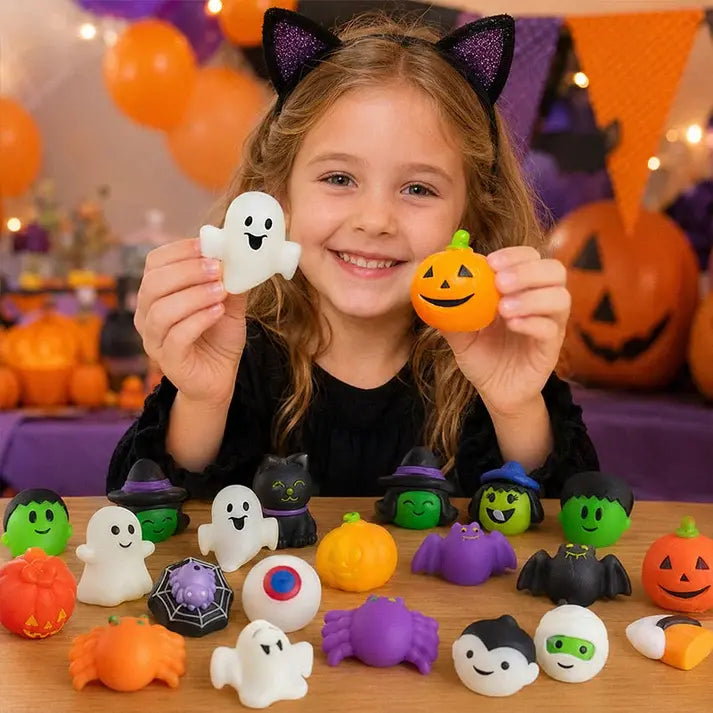 Antystresowe zabawki w kształcie pierożków z motywem Halloween – urocze pierożki w kształcie dyni i duszków, pomagające rozładować stres