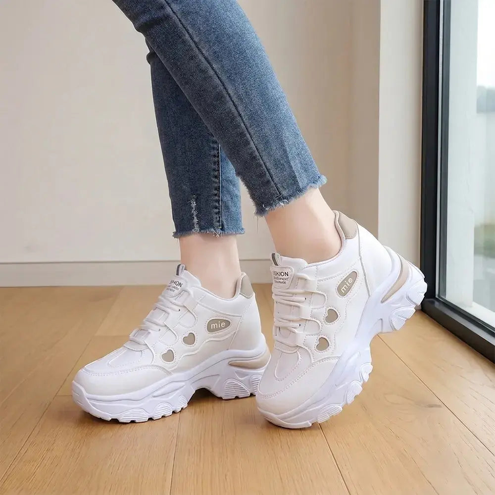 【35-42】👟Damskie trampki na platformie Chunky Dad – z ukrytym klinem – sznurowane, codzienne buty sportowe w blokach kolorów 2026
