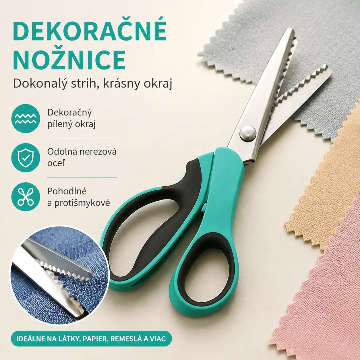 1 sztuka 89zł ✂️ Profesjonalne nożyczki ząbkowane - Ostre, ząbkowane nożyczki do tkanin