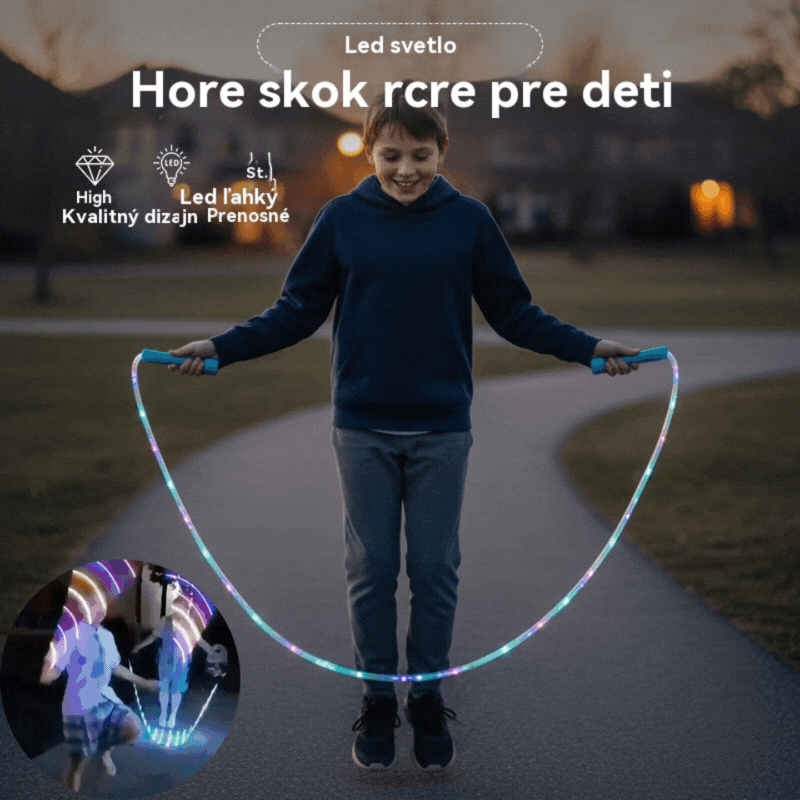 Cuerda De Saltar Luminosa LED Para Niños – Ajustable, 4 Modos De Colores Y Mangos Antideslizantes