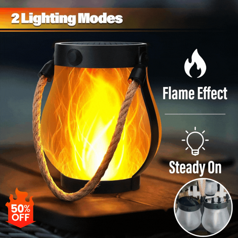 🔥【Nuevo modelo 2026】Lámpara de llama solar, farol de cuerda de cáñamo, decoración para jardín