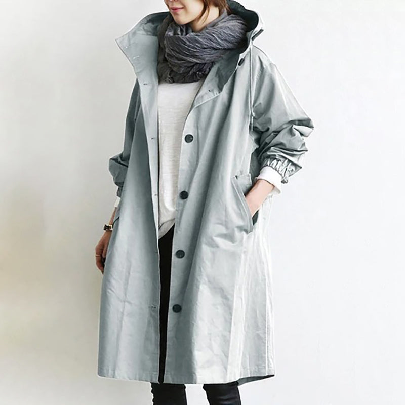 🌾✨【S-5XL】Nueva gabardina casual de mujer con mangas largas y capucha