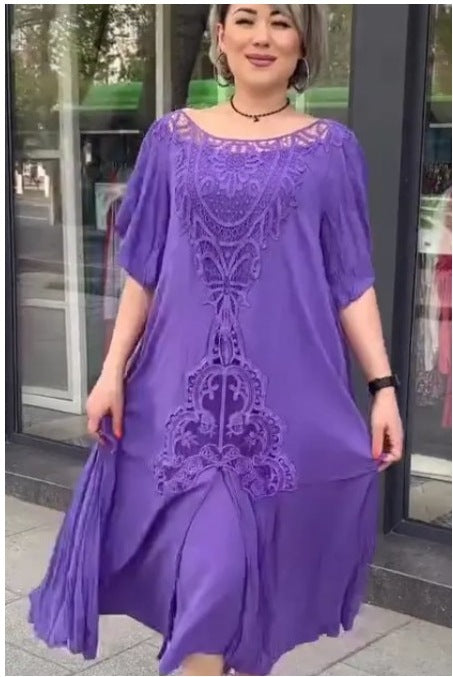 Płatność przy odbiorze【S-5XL】👗2026 Damska luźna koronkowa sukienka w dużych rozmiarach, elegancka i piękna