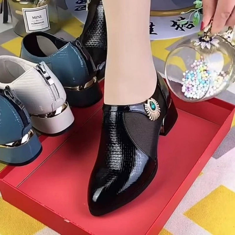 💟【45% OFF】👠【35-40】✨ Elegantne i moderne ženske cipele od mrežaste kože s patchwork uzorkom i niskom petom 💃🌟