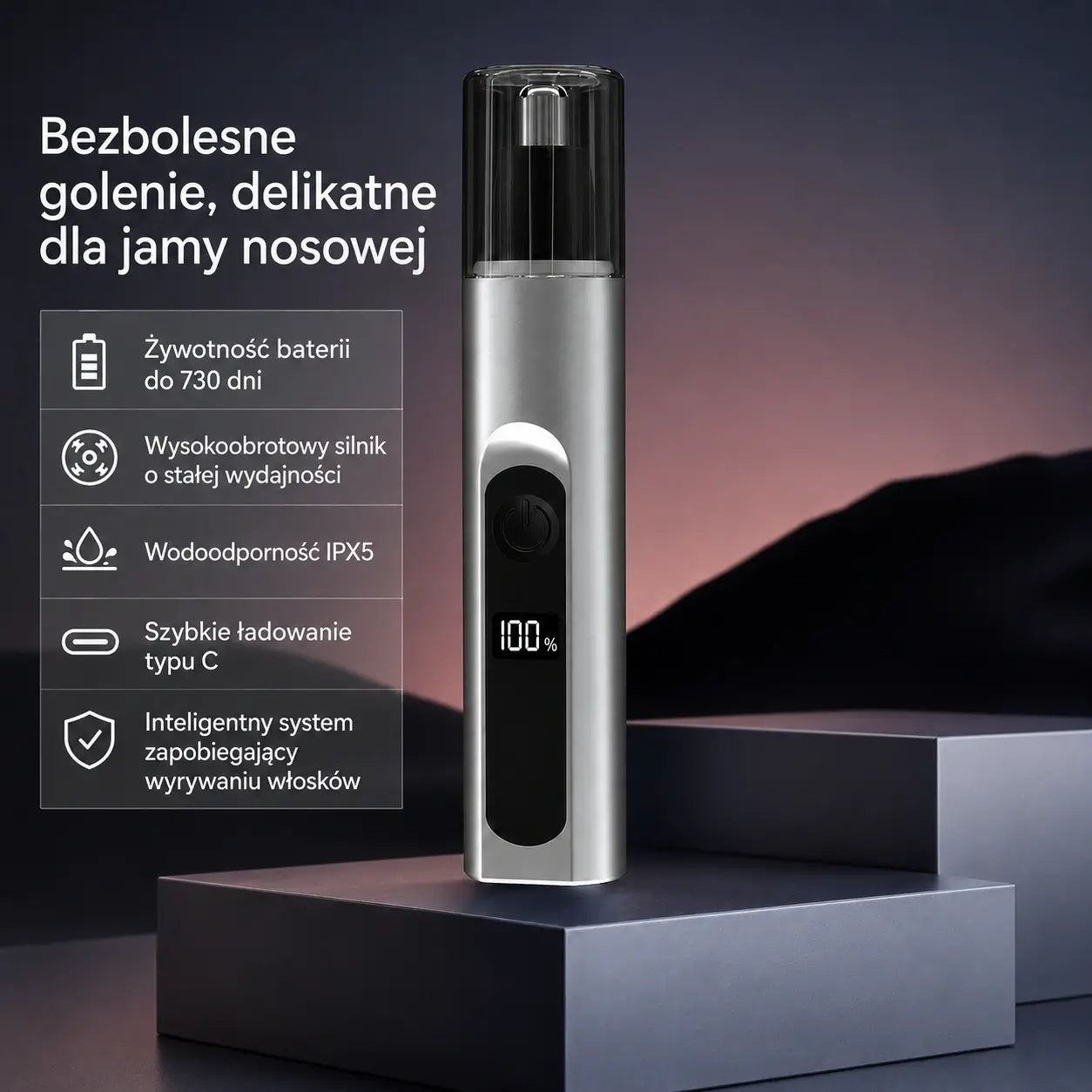 【50% OFF】Profesjonalny trymer do nosa i uszu z wyświetlaczem LED – bezbolesny prezent idealny w podróży dla