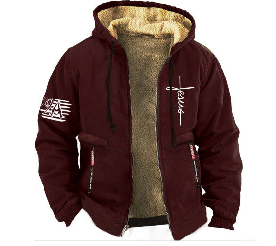 🔥🔥【S-3XL】Мъжко модно есенно-зимно удебелено кадифено ежедневно яке