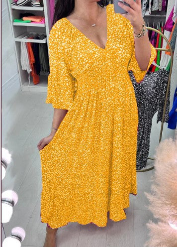 👗🌷【S-5XL】Нова рокля с флорален принт с V-образно деколте от 2026 г.