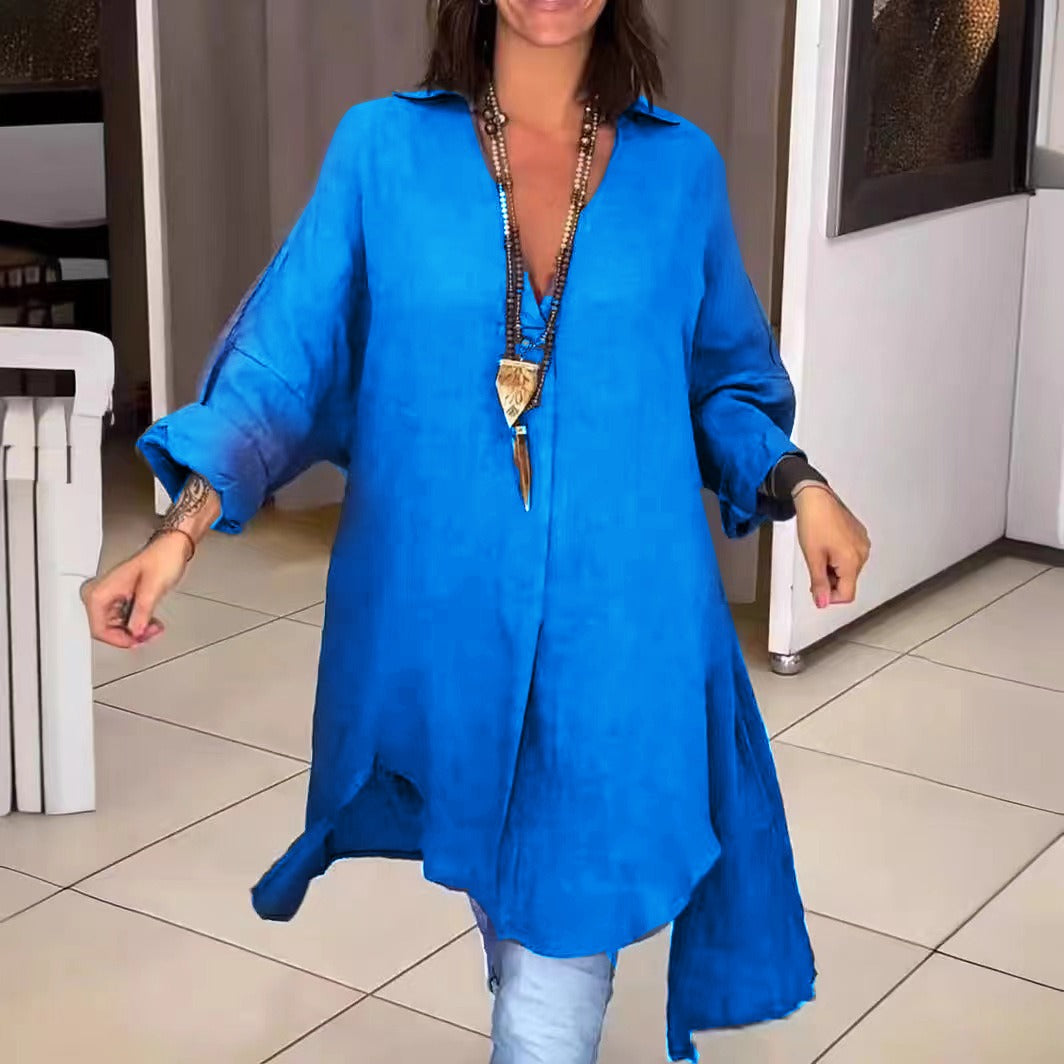 🔥【S-3XL】【40-100KG】👚Пролетно/лятна, ежедневна рокля от памук/лен с цепка
