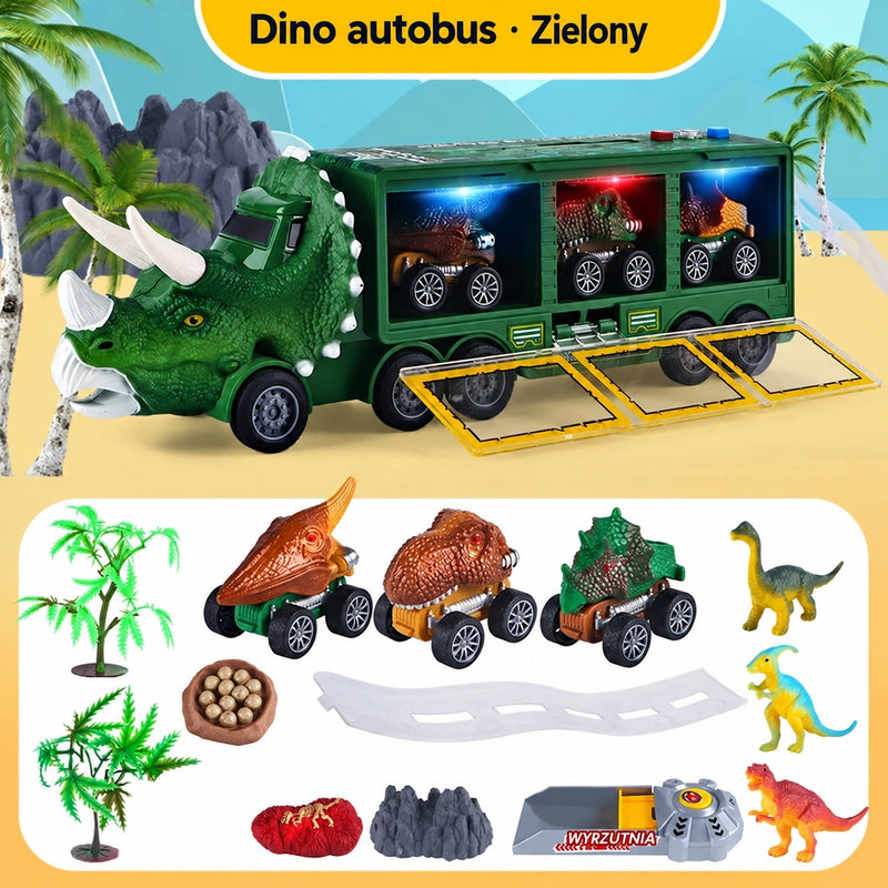 🦖🚛 Interaktywna ciężarówka do przewozu dinozaurów: z efektami świetlnymi, dźwiękami i ruchomymi figurkami – wyrusz na pełną zabawy prehistoryczną przygodę! ✨🎮