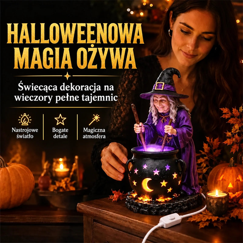 🧙‍♀️🎃 Halloweenowa figurka czarownicy w kociołku