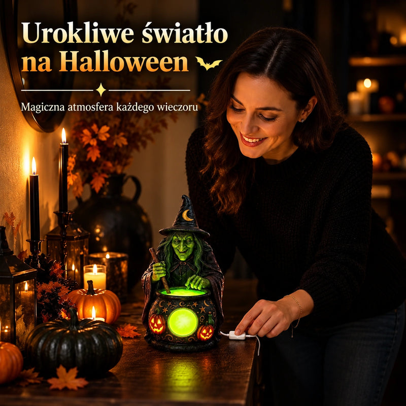 🧙‍♀️🎃 Halloweenowa figurka czarownicy w kociołku