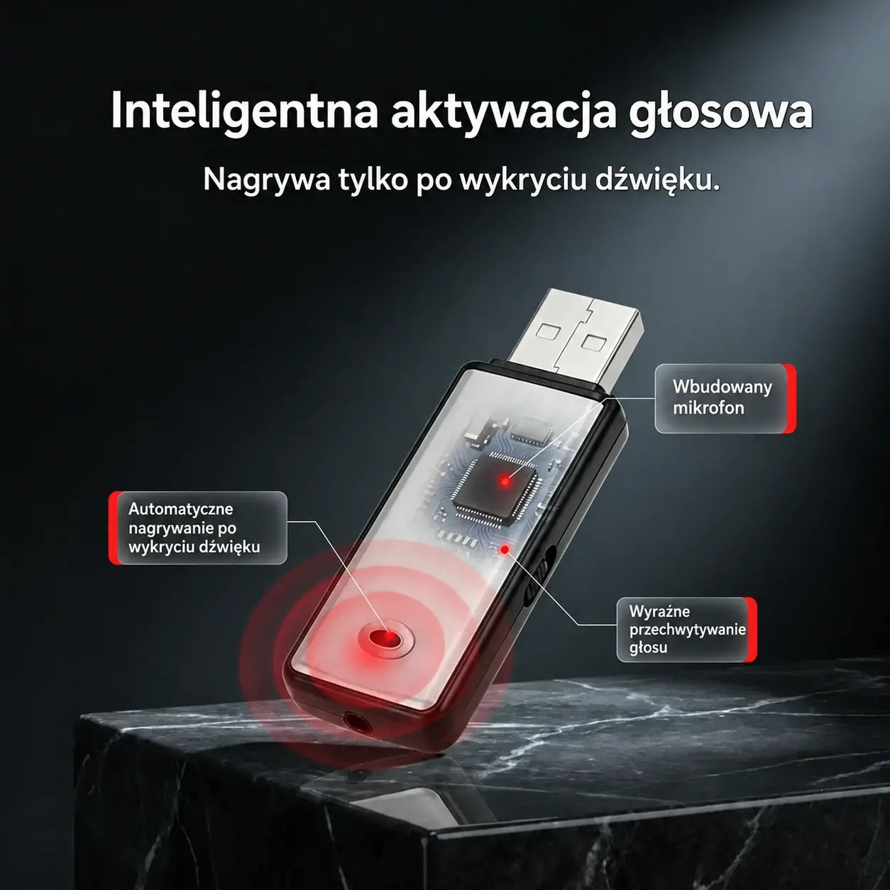 Przenośny dyktafon USB o wysokiej jakości nagrywania z redukcją szumów
