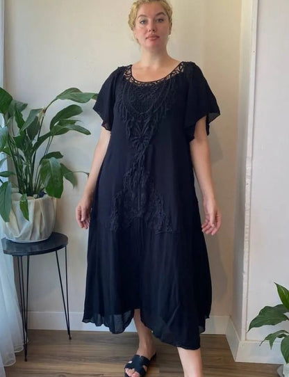 Płatność przy odbiorze【S-5XL】👗2026 Damska luźna koronkowa sukienka w dużych rozmiarach, elegancka i piękna
