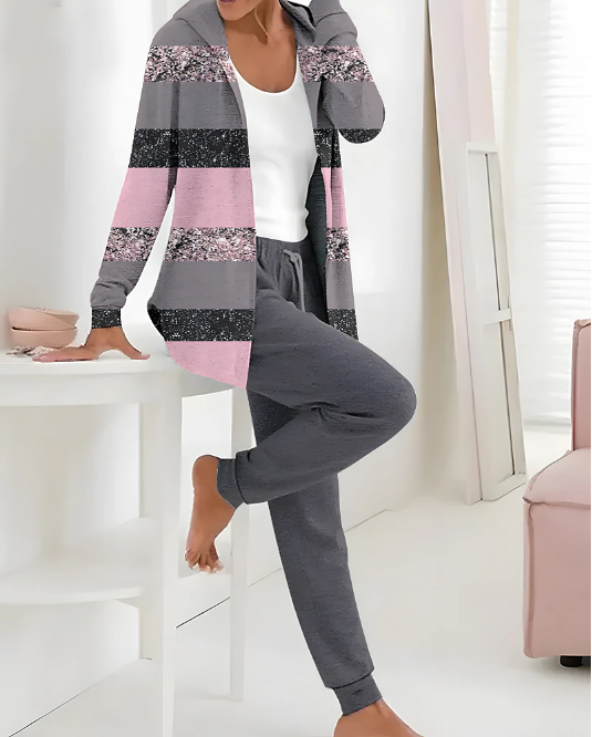 【🏆️Producto más vendido】🔥Nuevo estilo Otoño Invierno estampado casual conjunto de dos piezas manga larga + pantalones largos