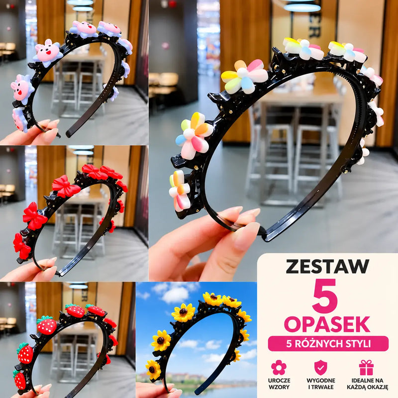 【5 sztuk】Spinki, klipsy i plecione opaski do włosów dla dziewczynek