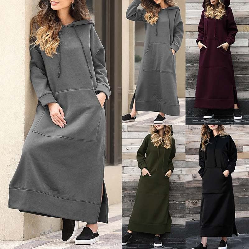 💖🌸Nova jesenska i zimska široka pletena duga haljina s kapuljačom duga haljina podstavljena džemperom ležerna modna haljina