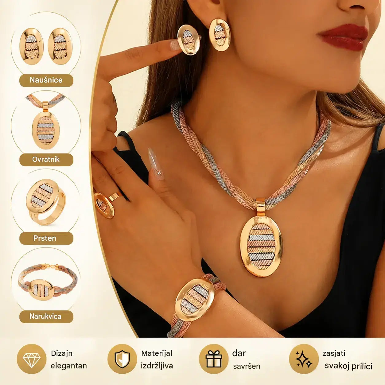 📢📢 50% POPUSTA! ⏰ Elegantan set nakita od 4 dijela s cirkonima