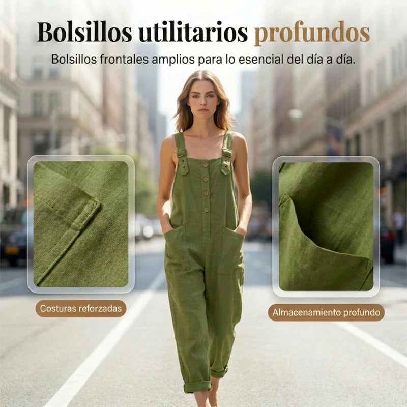 ⏰🔥 ¡Oferta Especial 50% OFF! 👖 Peto Casual de Mujer – Corte Holgado y Botones Elegantes para Comodidad Total 🌸✨