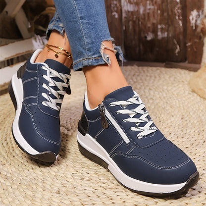 🔥 ¡Último día! 50% de DESCUENTO – Zapatillas modernas y cómodas con cremallera lateral y suela gruesa para mujer.