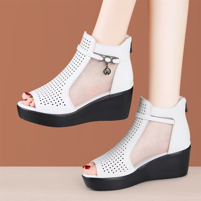 👡👡【35-41】Сандали с наклонени токчета и дишаща мрежа – максимален комфорт и допълнителна височина