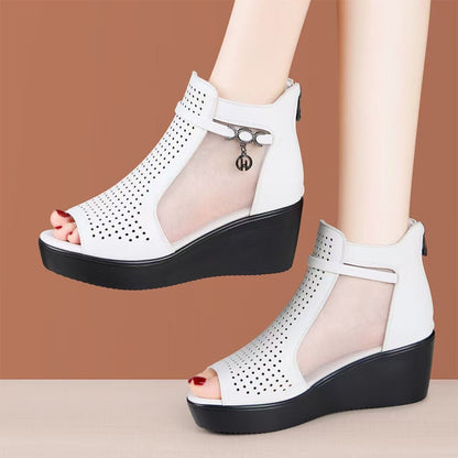 👡👡【35-41】Сандали с наклонени токчета и дишаща мрежа – максимален комфорт и допълнителна височина
