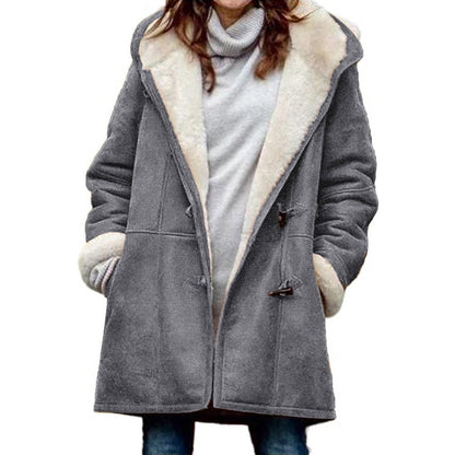🔥⛄【Ograniczona zniżka 50%】✨【S-5XL】Nowa modna ciepła damska kurtka z kapturem i podszewką ze zamszu i polaru