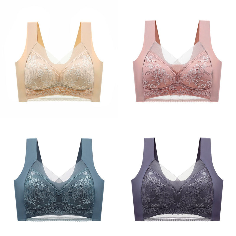 👙✨【Zestaw 4 szt.】Wygodne bezszwowe biustonosze damskie z elegancką koronką