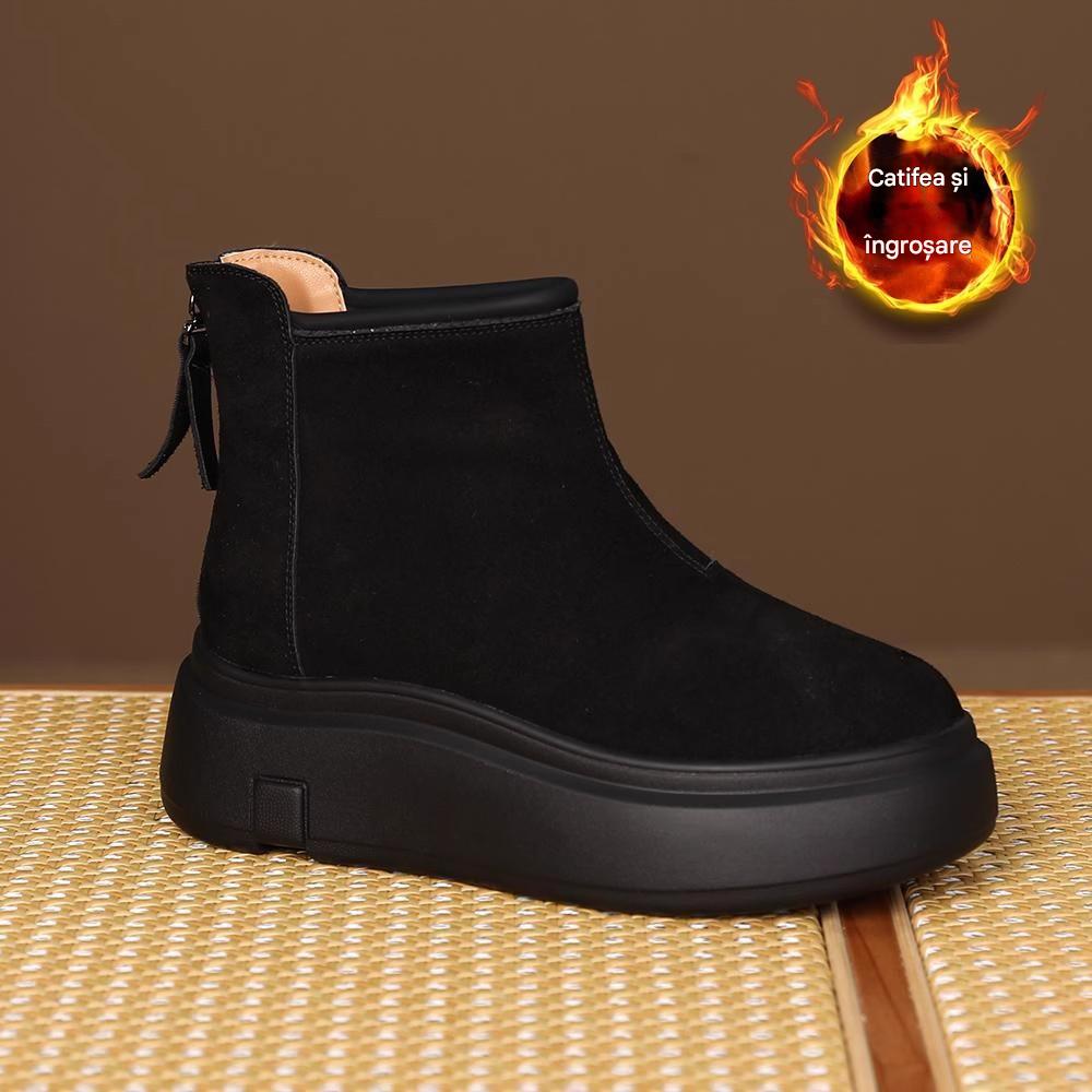 💖👢【35-40】2025 snehule so zadným zipsom s hrubou podrážkou, pohodlné, vodeodolné a protišmykové