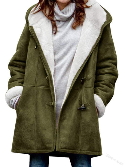 🔥⛄【Ograniczona zniżka 50%】✨【S-5XL】Nowa modna ciepła damska kurtka z kapturem i podszewką ze zamszu i polaru