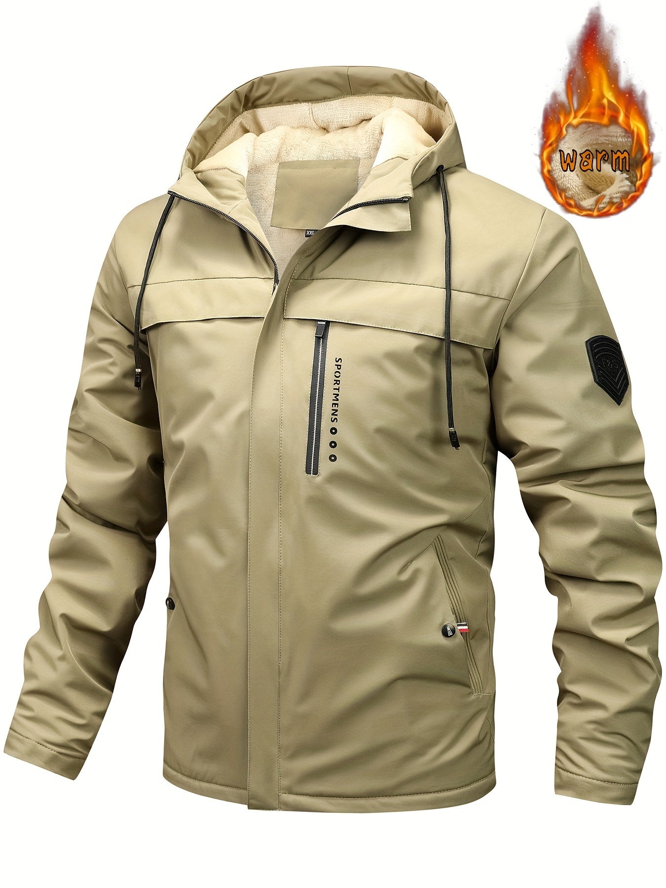 🧥🔥【XS-XL】Chaqueta con capucha de forro polar cálido para hombre Chaqueta de invierno al aire libre Chaqueta impermeable