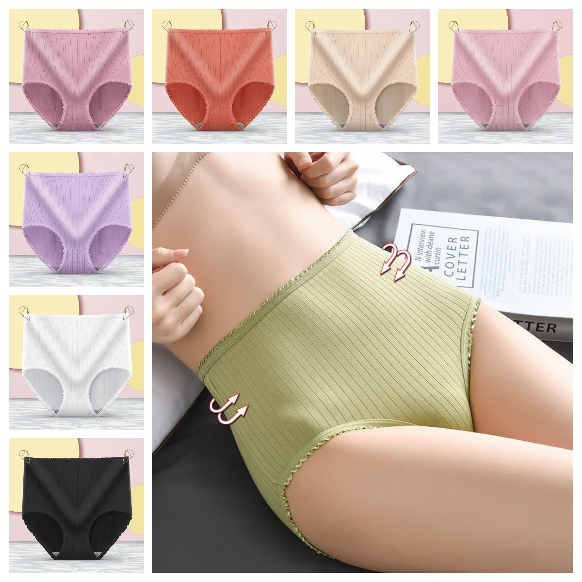 💖【🔥Αγοράστε 4 και κερδίστε 4 δωρεάν】Γυναικεία plus size, αδιάβροχα, αντιβακτηριδιακά, ψηλοκάβαλα, ψηλοκάβαλα, εσώρουχα πλήρους μεγέθους