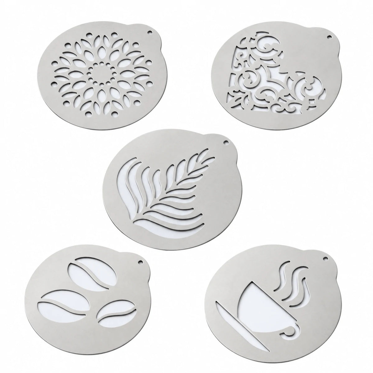 ☕ Plantillas de acero inoxidable 304 para decorar café y latte art