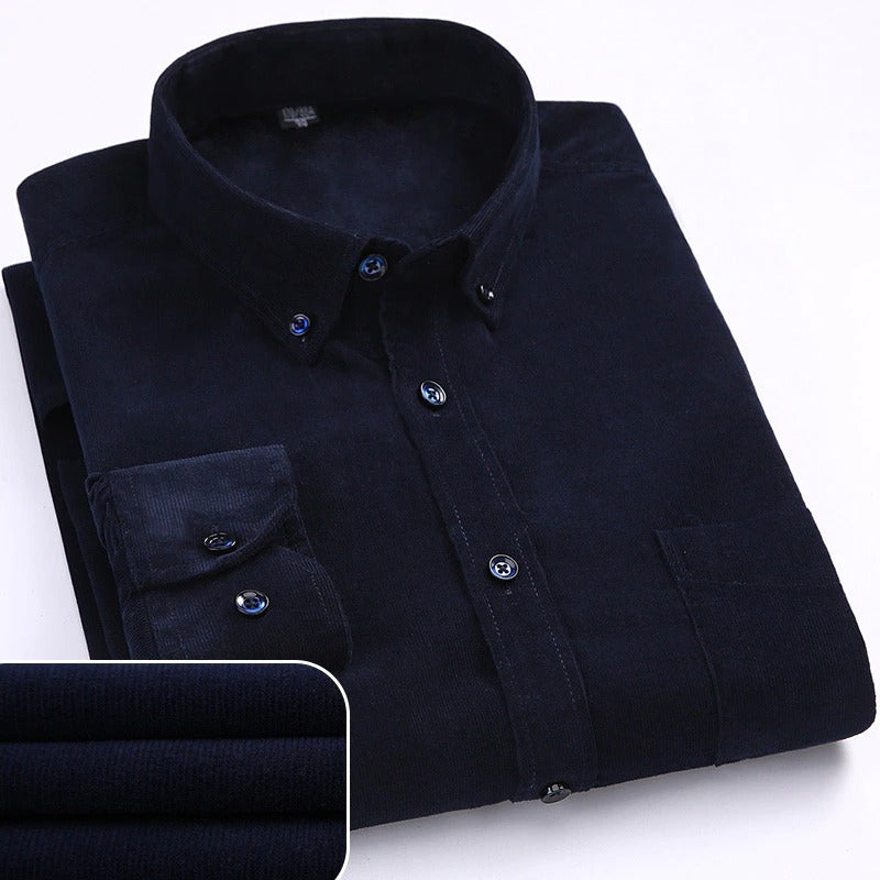 👔👔【S-6XL】Ежедневна мъжка риза от памучно кадифе с дълъг ръкав с голям размер