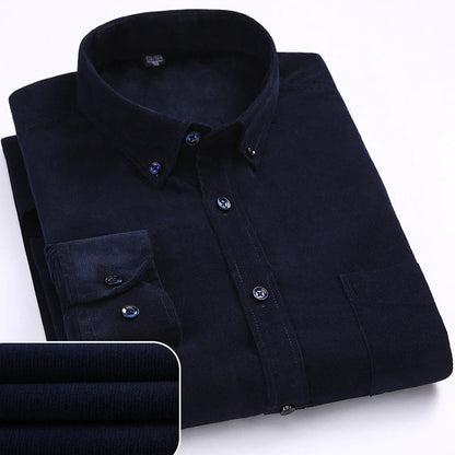 👔👔【S-6XL】Ежедневна мъжка риза от памучно кадифе с дълъг ръкав с голям размер
