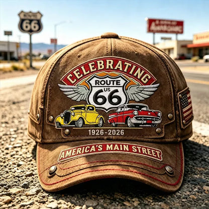 🧢🌟Gorra de béisbol retro ajustable de la Ruta 66, la elección perfecta para los entusiastas del ciclismo.