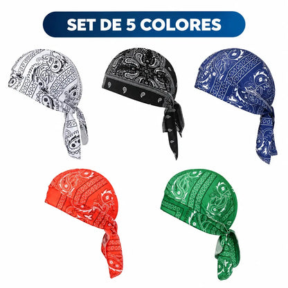 🏝【Paquete de gran valor – 5 piezas】Elegante sombrero/pañuelo para la cabeza de estilo retro hecho de seda transpirable