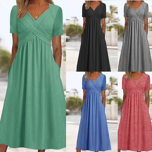 🔥💕🔥【S-3XL】2025 Rochii ocazionale de lungime medie la modă Pure Color